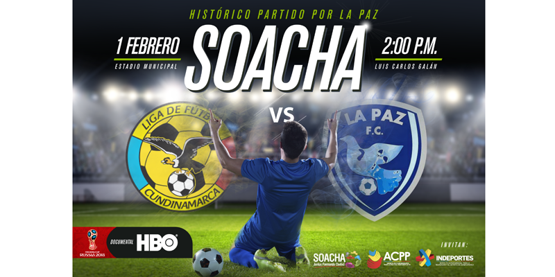 Primer partido de fútbol por la paz se realizará en el municipio de Soacha











