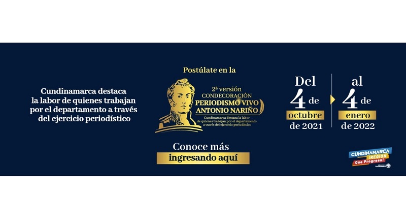Abiertas postulaciones a la 2ª versión del premio ‘Periodismo vivo Antonio Nariño de Cundinamarca’




