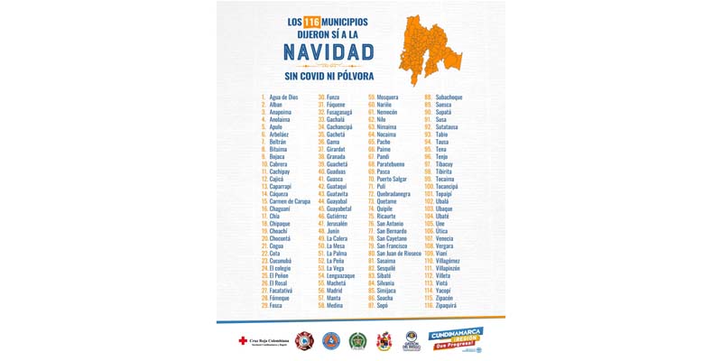 Los 116 Municipios de Cundinamarca dijeron sí a la Navidad sin pólvora