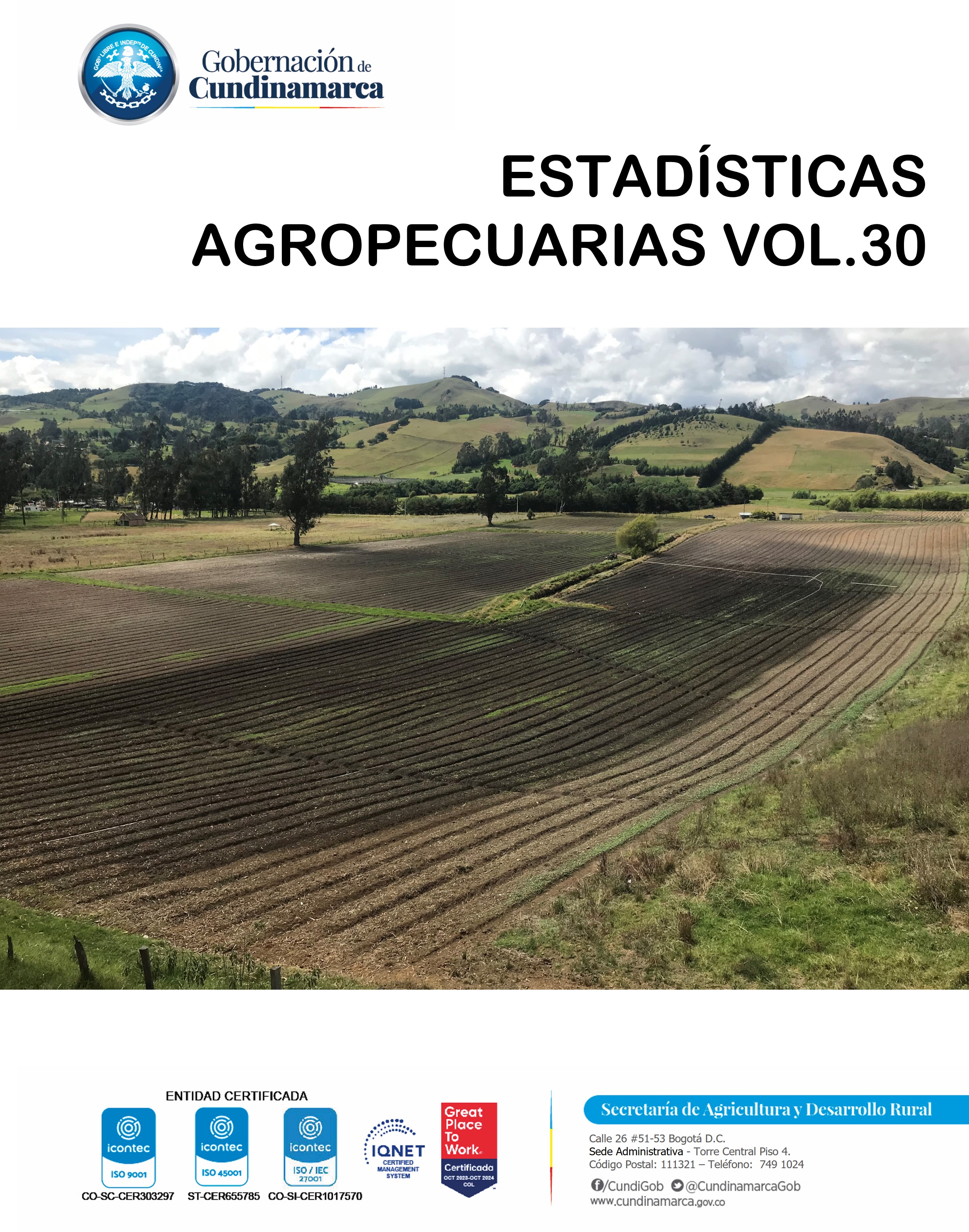 Carátula Estadísticas agropecuarias vol. 30