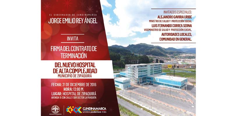 Terminación construcción y presentación del modelo de operación hospital nuevo de alta complejidad del municipio de Zipaquirá