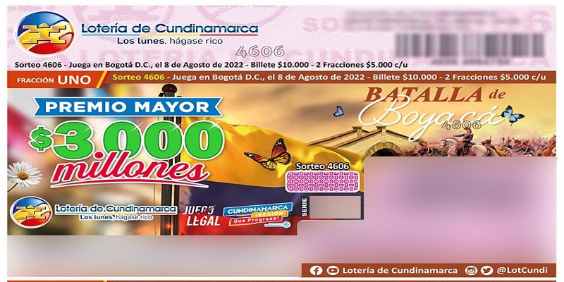 La Lotería de Cundinamarca informó que fueron hurtados 2.400 billetes de la lotería que jugará el próximo lunes 08 de agosto de 2022












