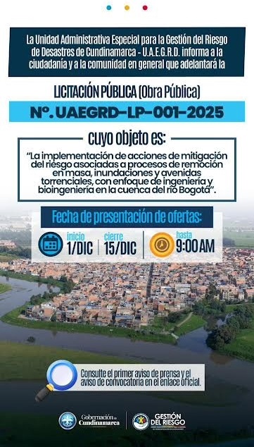 IMPLEMENTACIÓN DE ACCIONES DE MITIGACIÓN DEL RIESGO RELACIONADAS CON PROCESOS DE REMOCIÓN EN MASA, INUNDACIONES Y AVENIDAS TORRENCIALES CON ENFOQUE DE INGENIERÍA Y BIOINGENIERÍA EN LA CUENCA DEL RÍO BOGOTÁ
